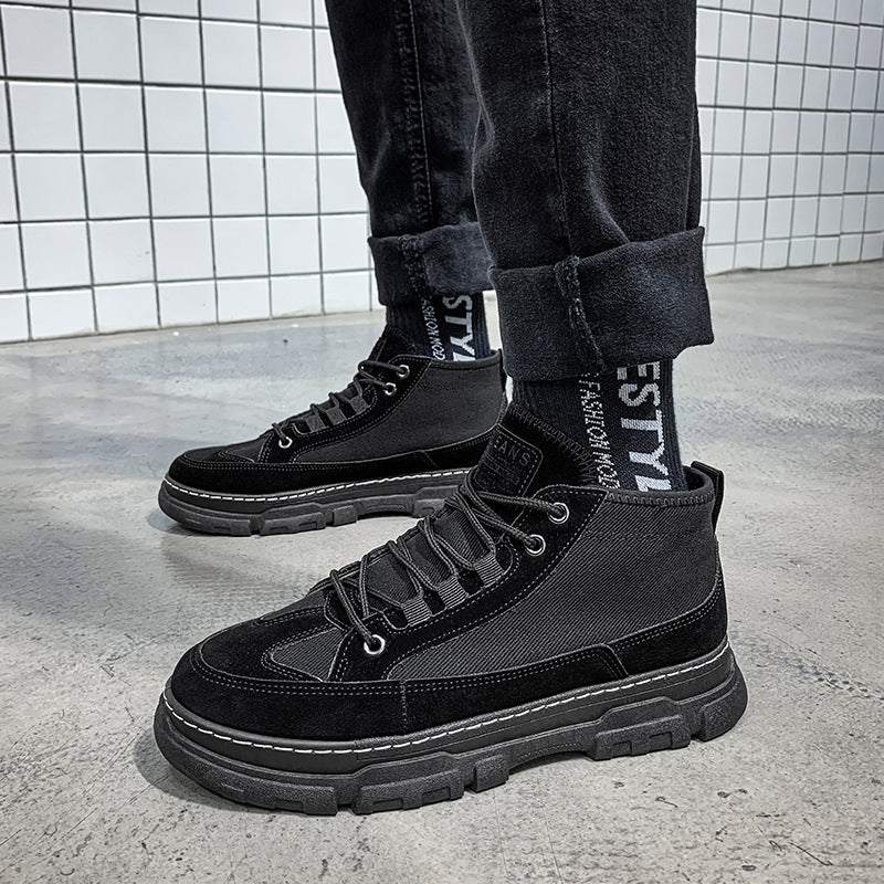 Platform Martin Boots for Men – Comfortable Mid-Tube Casual Footwear with Rubber Sole