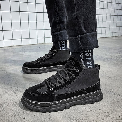 Platform Martin Boots for Men – Comfortable Mid-Tube Casual Footwear with Rubber Sole