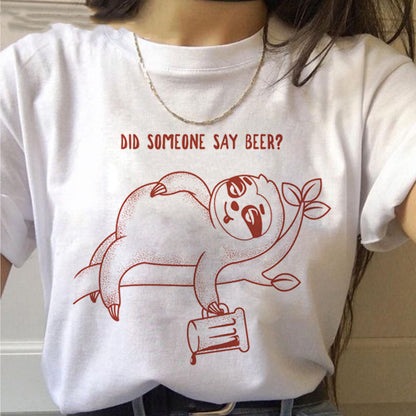 Women’s Sloth Kawaii Graphic T-Shirt – Cute Cotton Casual Tee