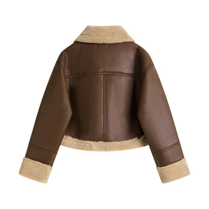 Women Chic Solid Khaki Coats