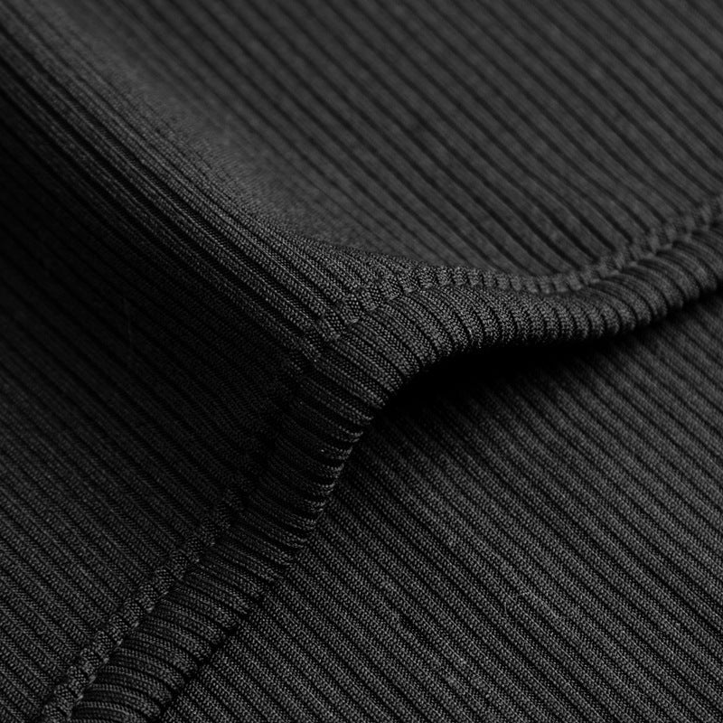 Elegant Long Sleeve Ribbed Mock Neck Solid Dress