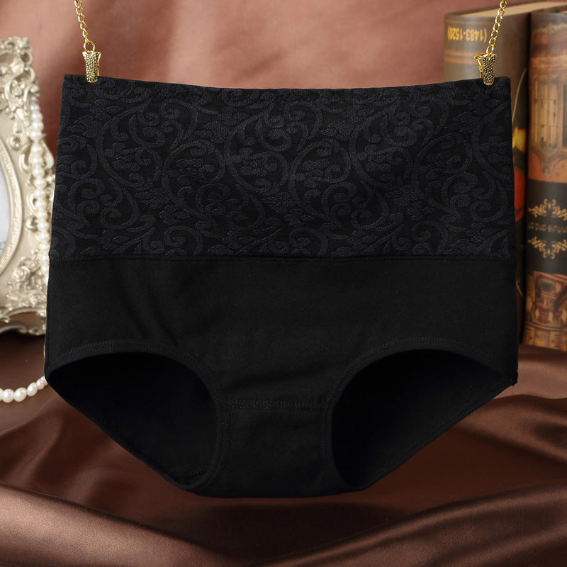 High-Waist Jacquard Panties – Cotton Briefs with Abdomen Support, Hip-Lifting Fit & Everyday Intimates Comfort