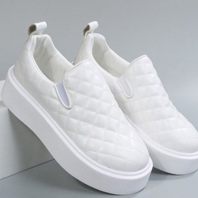 Plaid Platform Flats for Women | Trendy Round-Toe Low-Heel Shoes