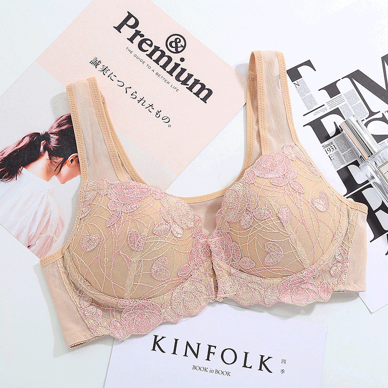 Lovely Flower Design Front Buttoned Women Bra