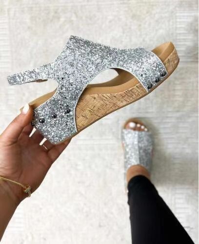 Women Pointed Shiny Rhinestone Elegant Summer Shoes
