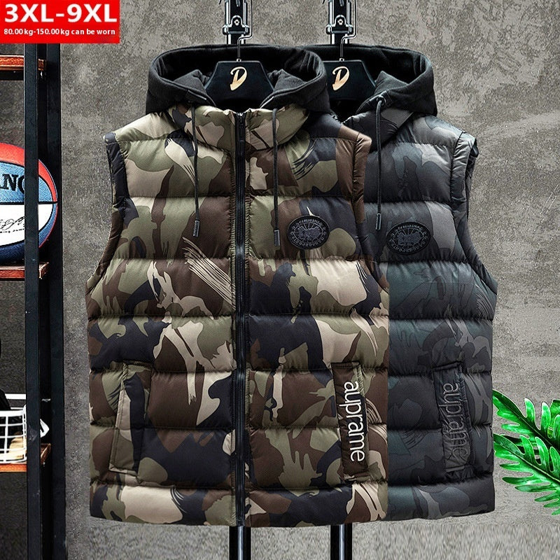 Camouflage Print Puffer Vest Cute Sleeveless Bubble Coats For Women