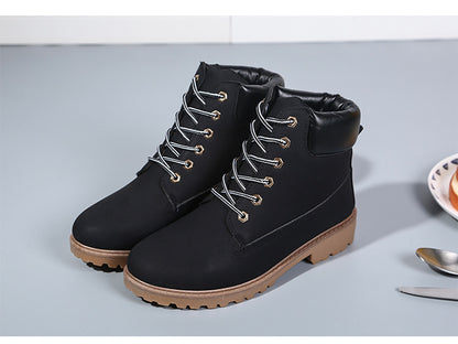 Short White Martin Boots for Women | Suede Thick Heel Ankle Boots with Streetwear Edge