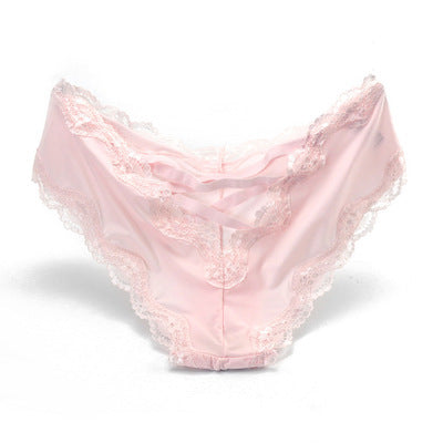 Ice Silk Lace Panties – Low-Waist Seamless Briefs with Hip-Lifting, Tummy-Smoothing & Breathable Comfort