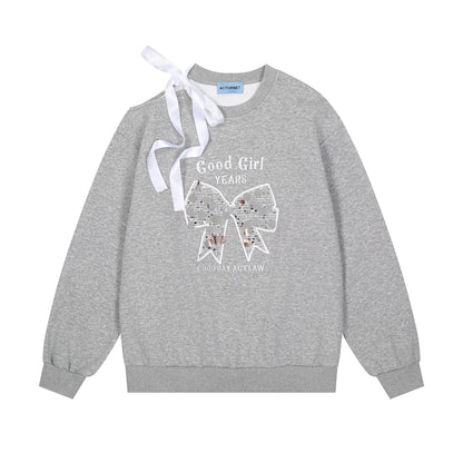 Loose Round Neck Print Oversized Sweaters for Women – Medium-Length Cotton Pullover, Casual Winter Outfit