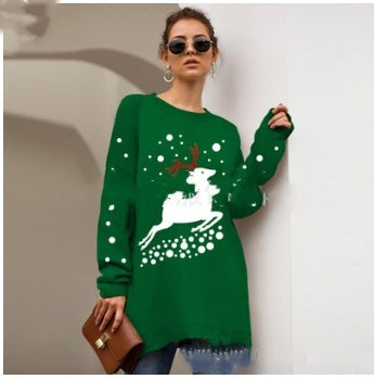 Knitted Long Sleeve Pullover Women's Loose Leopard Print Oversized Sweaters
