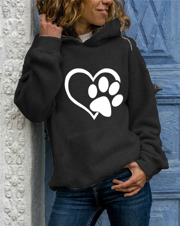 Printed Round Neck Hooded Sweater – Cozy & Stylish