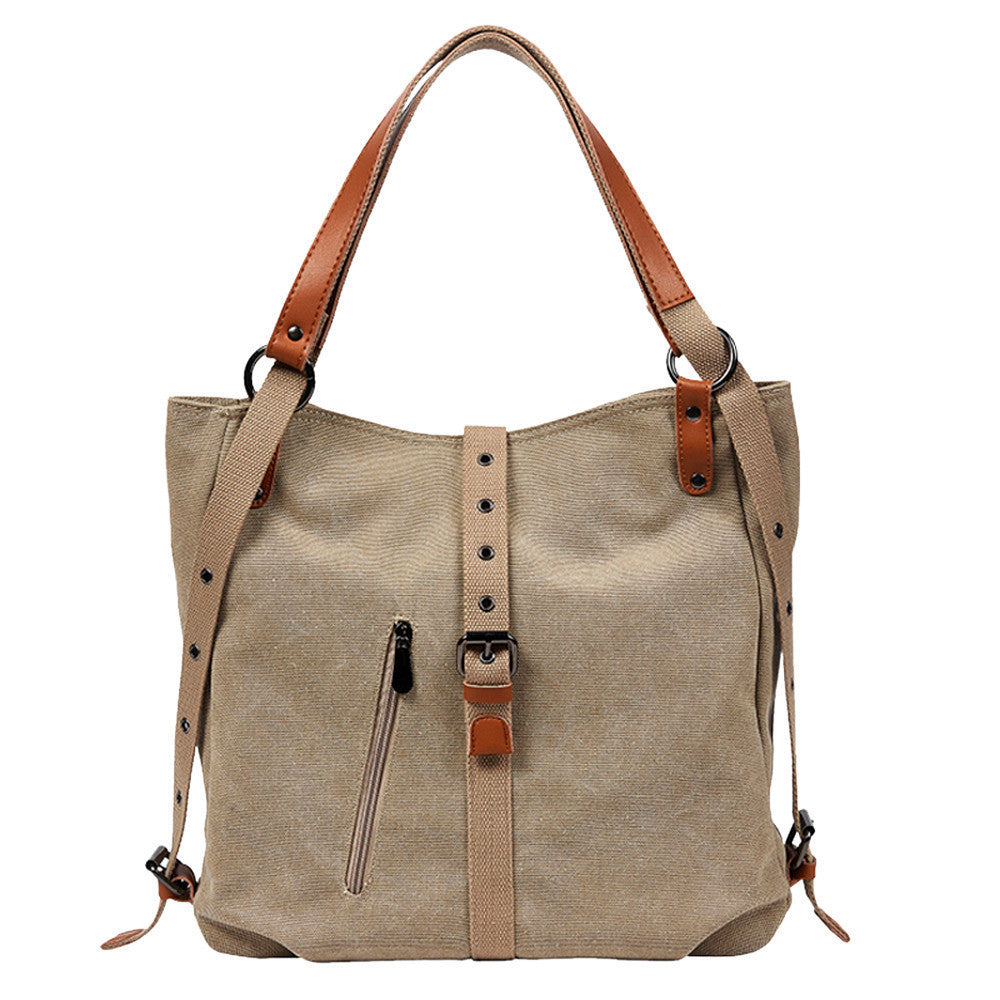 Modern Canvas Handbag Horizontal Square Anti-Theft Tote