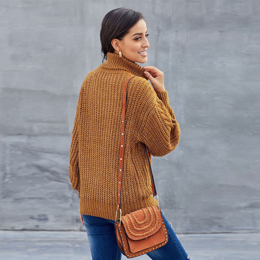 Cozy Loose-Fit Plus Size Sweater – Bold Solids for Fall