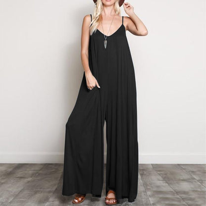 V-Neck Wide-Leg Jumpsuit for Women Plus Size – Breezy Summer & Casual Outfit