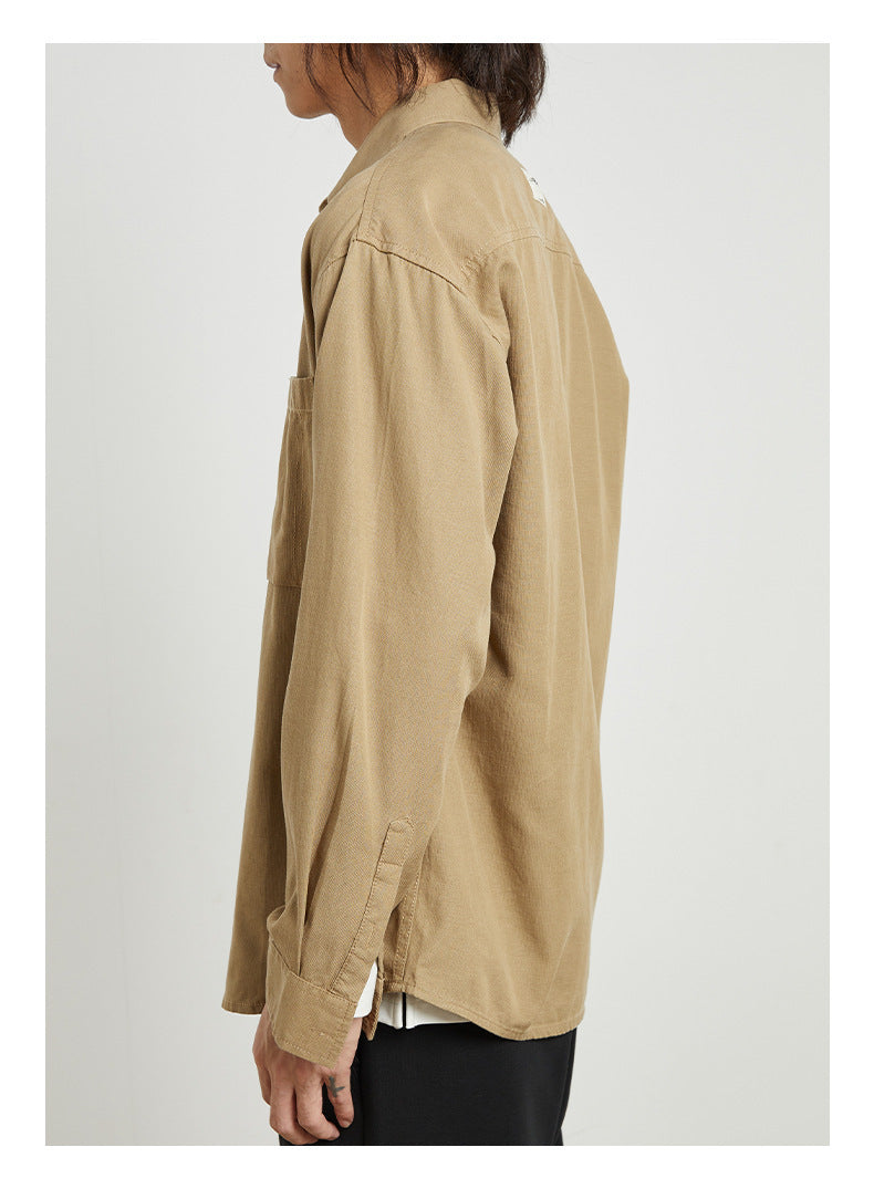 Vintage Streetwear Elegant Solid Brown Mens Coat For Spring Autumn