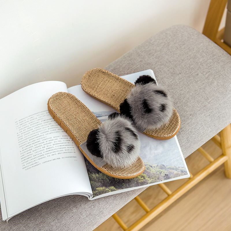 Cute Panda Couple Home Slippers – Anti-Slip Indoor Linen Flip Flops