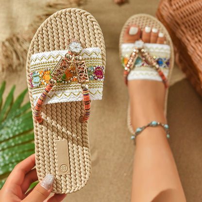 Top Quality Slip On Straw Summer Women Slipper Slides
