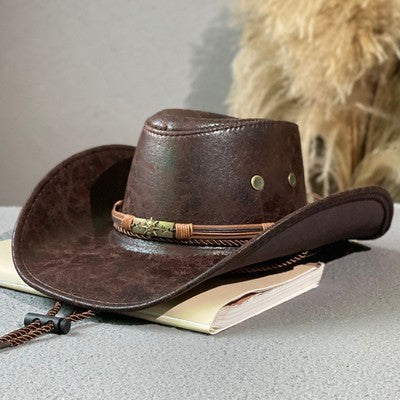 Retro Style Sheriff Star Rosette Western Hat