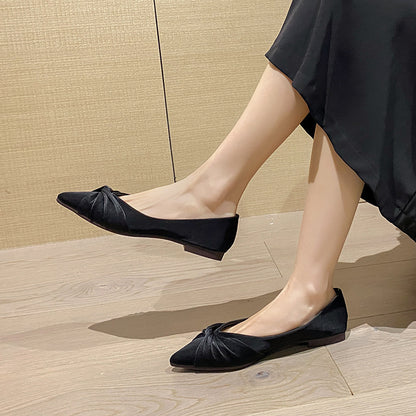 Fashion Pointed Flat Pumps | Elegant Satin Flats for Women