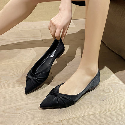 Fashion Pointed Flat Pumps | Elegant Satin Flats for Women