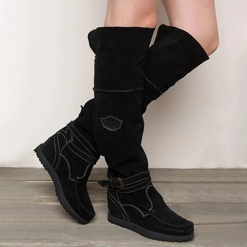 Over-the-Knee Fashion Boots for Women | Low Heel European-American Style Winter Boots