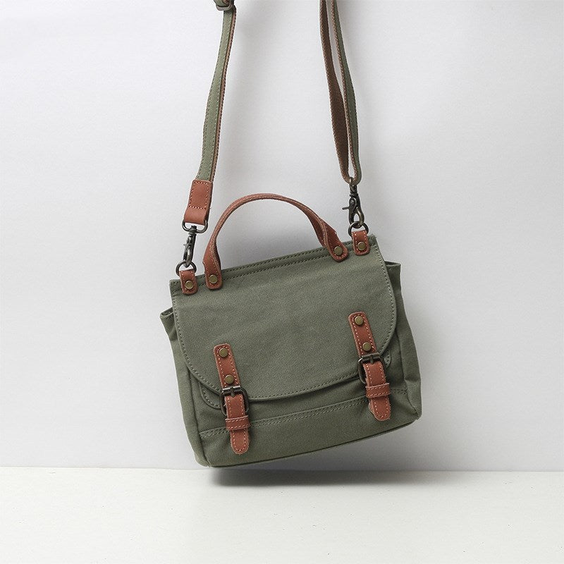 Vintage British Canvas Handbag Classic Structured Tote