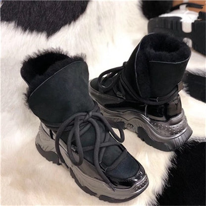 Korean-Inspired Winter Snow Boots for Women – Stylish High-Heel Waterproof Footwear