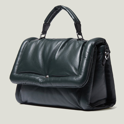 Retro One-Shoulder PU Leather Handbag Horizontal Square