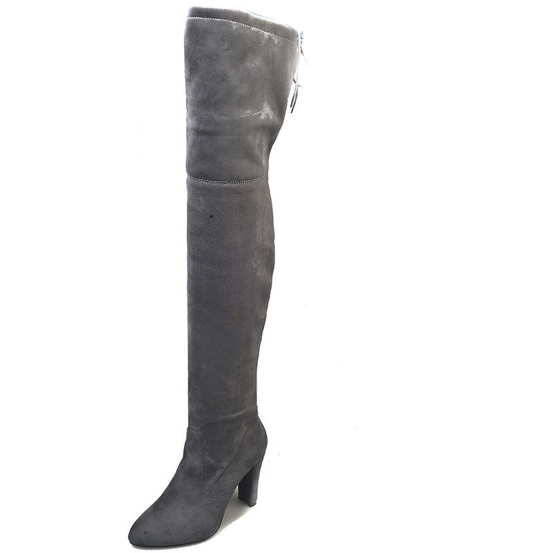 Pointed Toe Thick Heel Over-the-Knee Stretch Boots for Women | Premium Suede European & American Style