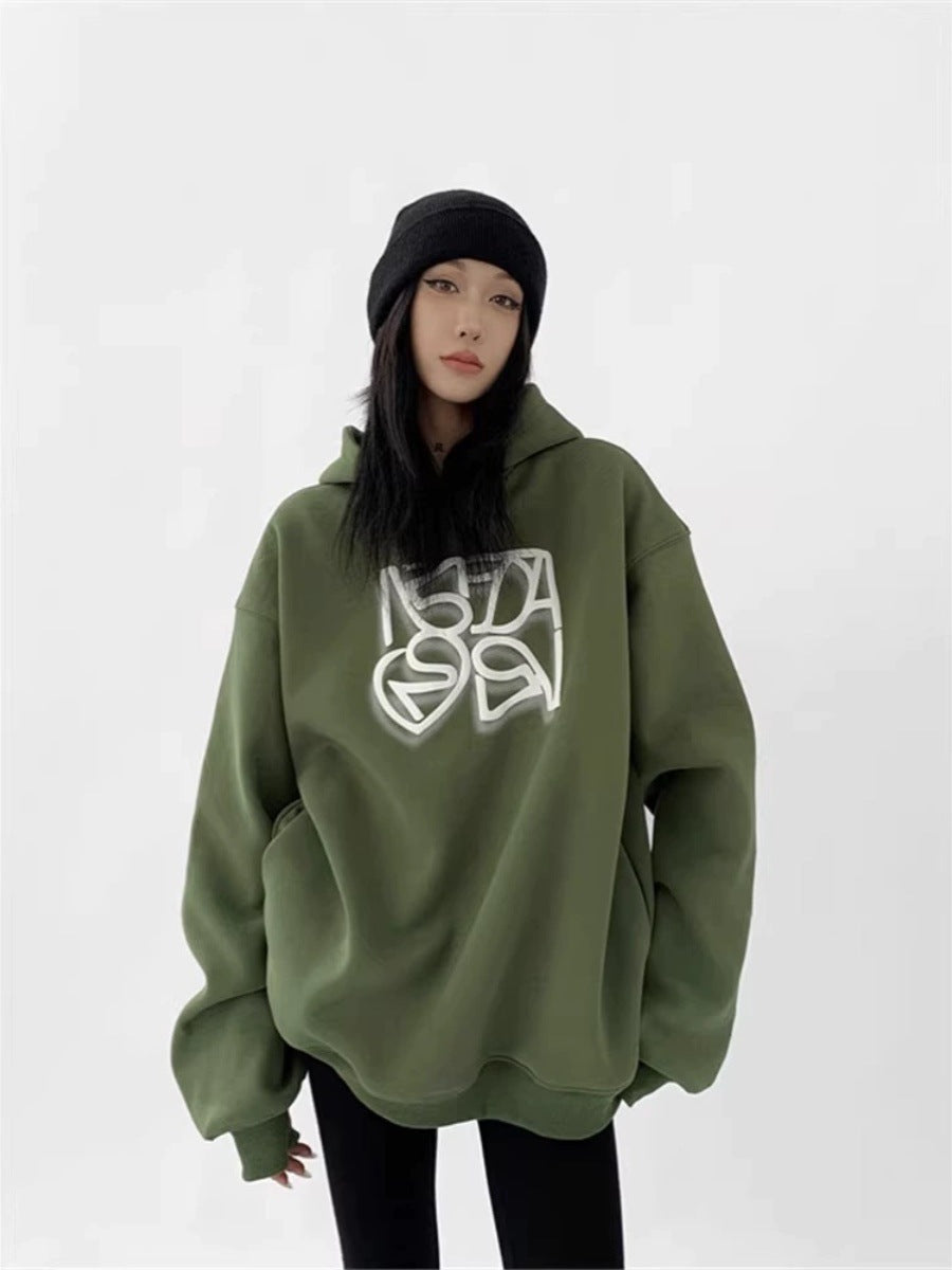 All-American Comfort: Heavy Cotton Hooded Sweater for Women