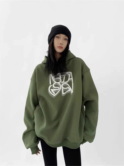 All-American Comfort: Heavy Cotton Hooded Sweater for Women