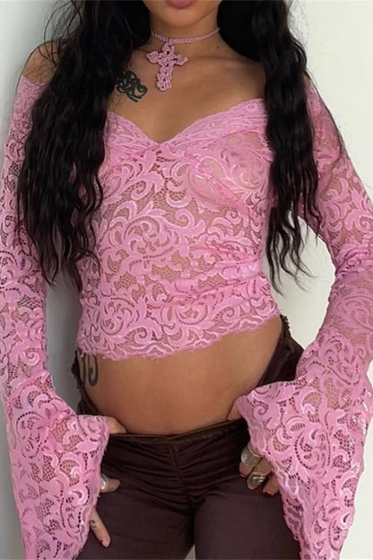 Vintage-Inspired Lace Crop Top – Elegant Commuting & Casual Outfit for Women