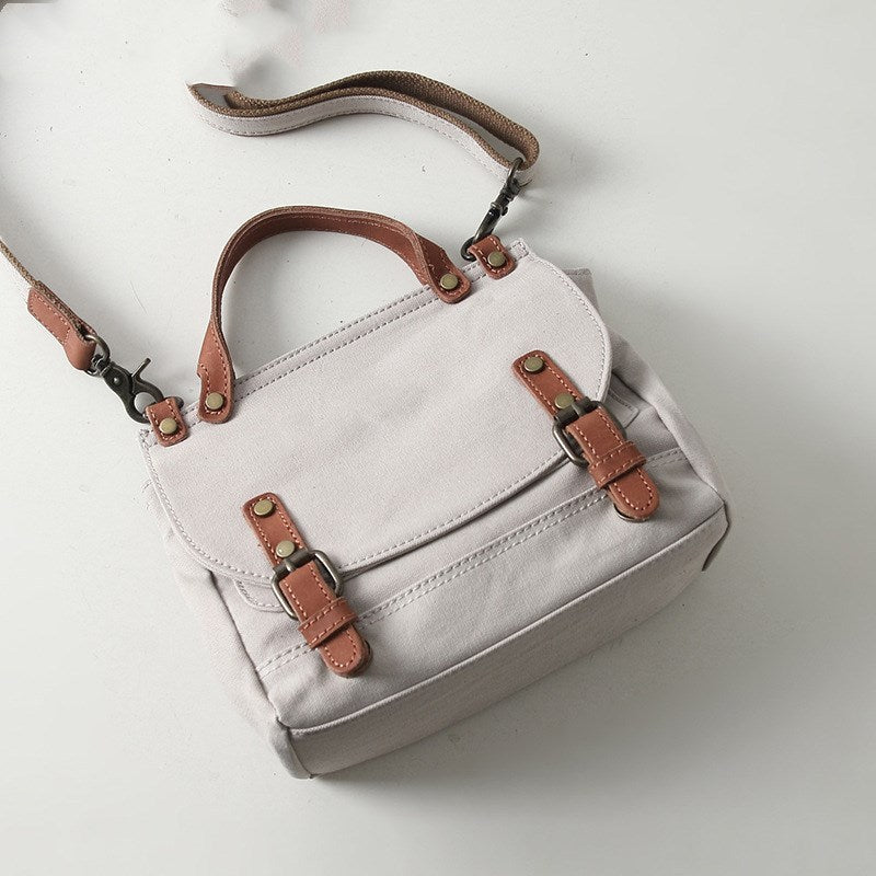 Vintage British Canvas Handbag Classic Structured Tote