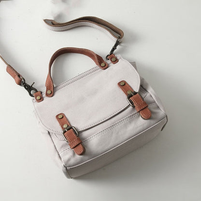 Vintage British Canvas Handbag Classic Structured Tote