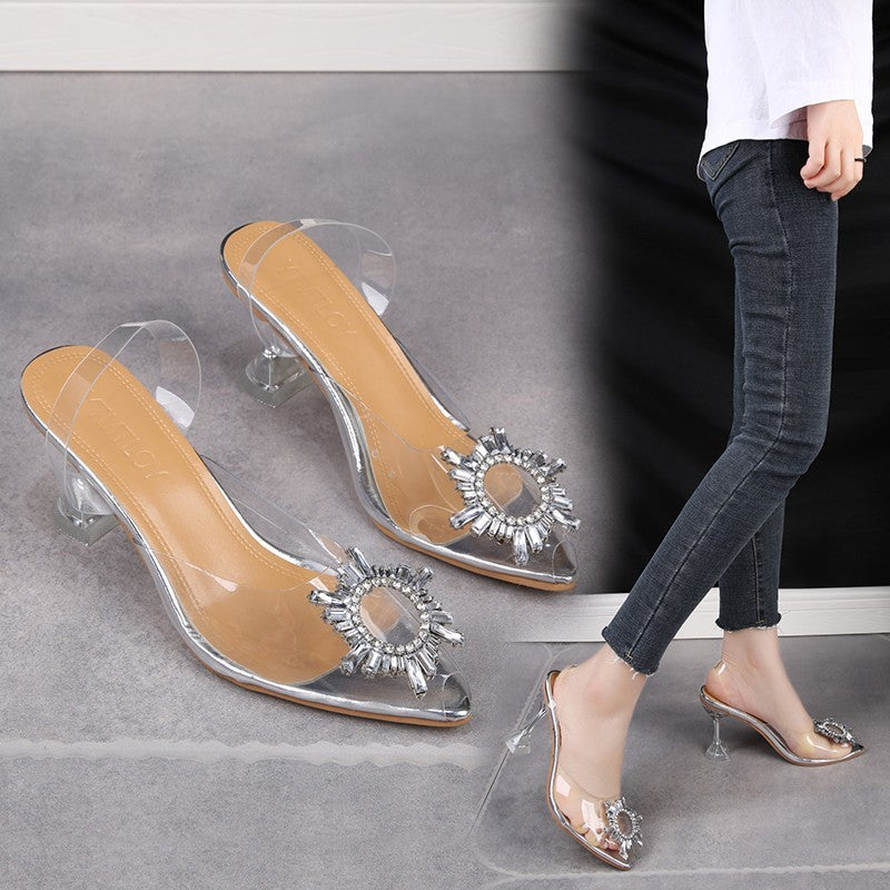 Women’s Transparent High Heel Sandals | Rhinestone PVC Korean Style Heels