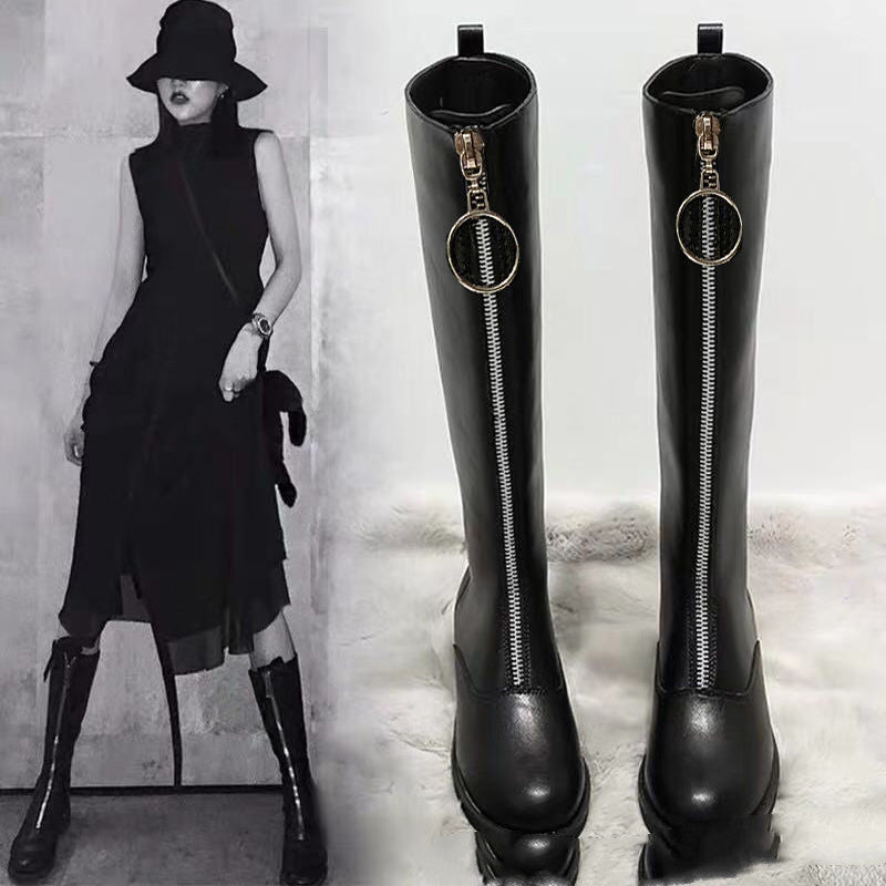 Knee High Warm Front Zipper Snow Boots