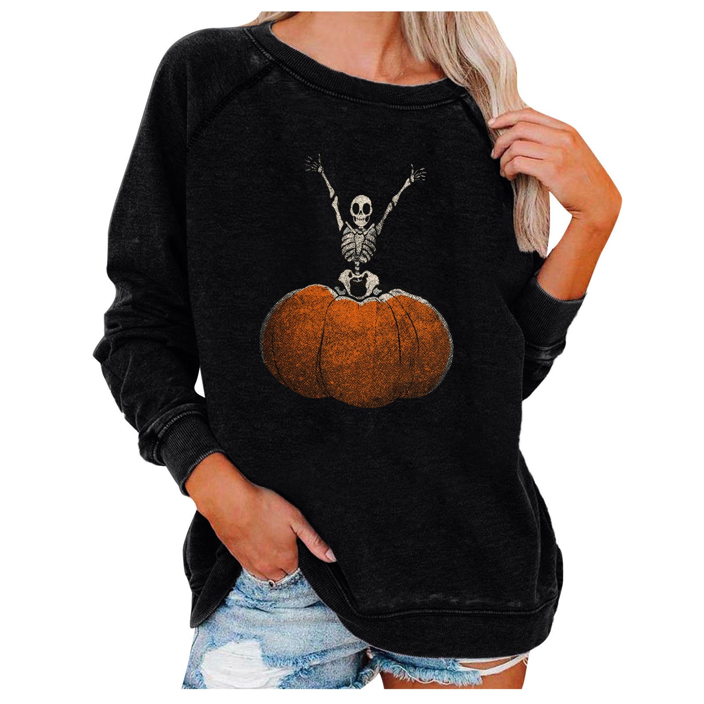 Halloween Graphic Sweatshirt for Women – Loose Casual Printed Pullover Top