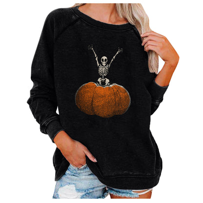 Halloween Graphic Sweatshirt for Women – Loose Casual Printed Pullover Top