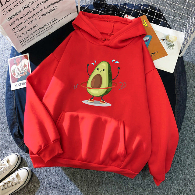 Sporty Cartoon Avocado Hoodie – Cozy, Cute & Quirky!