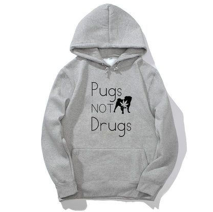 Pugs Not Drugs Printed Graphic Hoodies