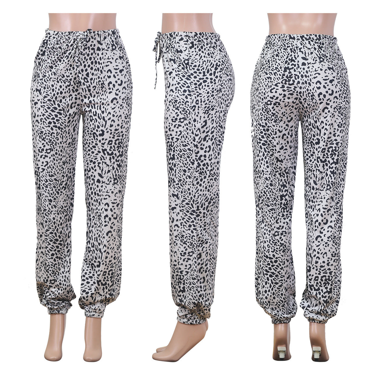 Square Neck Sleeveless Crop Leopard Pant Two Piece Women Outfit Sets