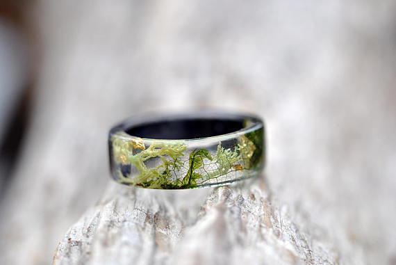 Handmade Resin Wood Ring – Floral Unisex Jewelry, Unique Artisan Statement Rings