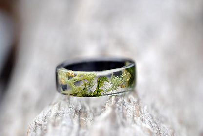 Handmade Resin Wood Ring – Floral Unisex Jewelry, Unique Artisan Statement Rings