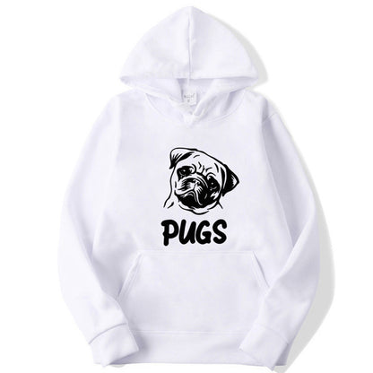 Hip Hop Pug Printed Hoodie – Retro Street Style for Men & Women
