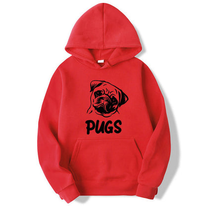 Hip Hop Pug Printed Hoodie – Retro Street Style for Men & Women