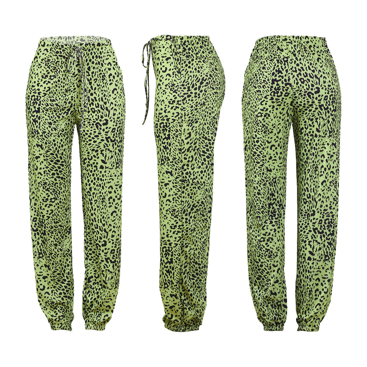 Square Neck Sleeveless Crop Leopard Pant Two Piece Women Outfit Sets