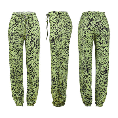 Square Neck Sleeveless Crop Leopard Pant Two Piece Women Outfit Sets