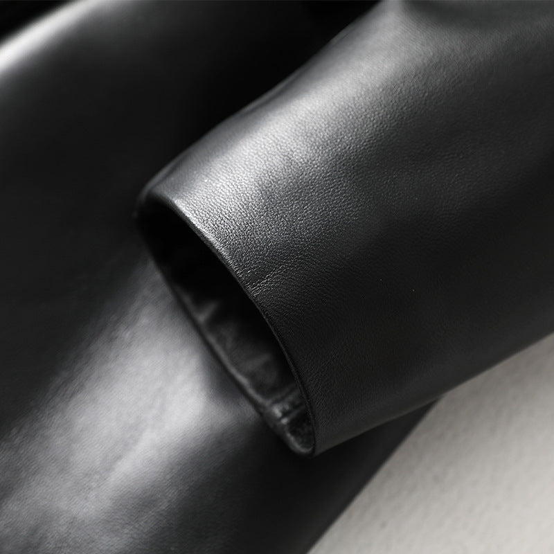 Fashionable Black Blazer Jacket for Women – Loose Fit Leather Coats & Jackets Elegant Style 2025