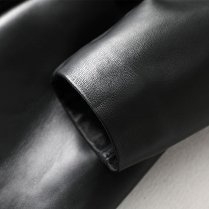 Fashionable Black Blazer Jacket for Women – Loose Fit Leather Coats & Jackets Elegant Style 2025