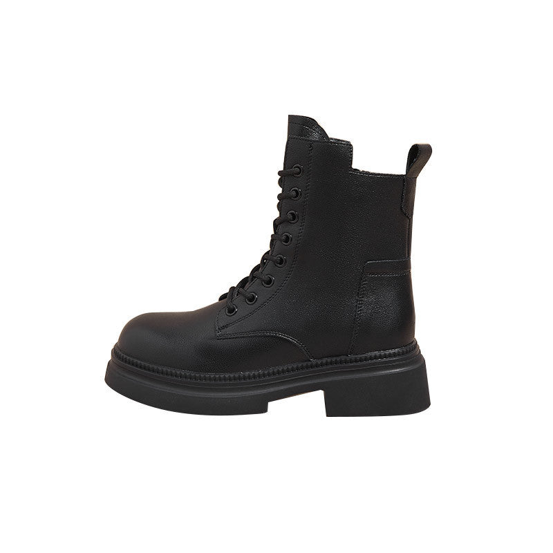 Flat Sole Genuine Leather Winter Ankle Boots